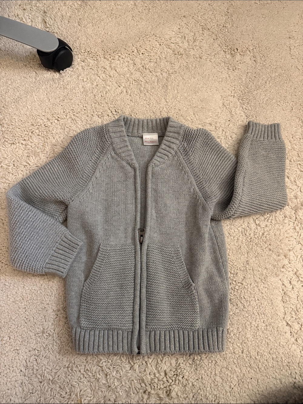 Hanna Andersson Light Gray Knit Zip Cardigan Sweater